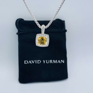 David Yurman Petite Albion Pendant Necklace with Citrine and Diamonds